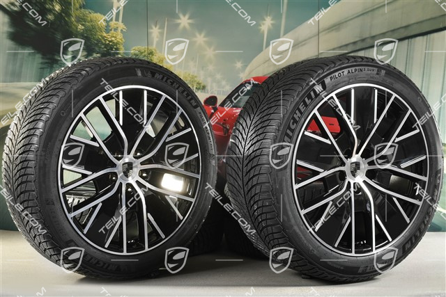21-inch Macan Design winter wheel set, rims 8,5J x 21 ET27 + 10,5J x 21 ET47 + Michelin Pilot Alpin 5 SUV winter tyres 255/45 R21 + 285/40 R21, black high gloss