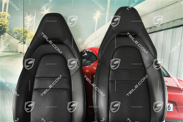 Seats, el. adjustment, Porsche logo, leather, Black, set (L+R)