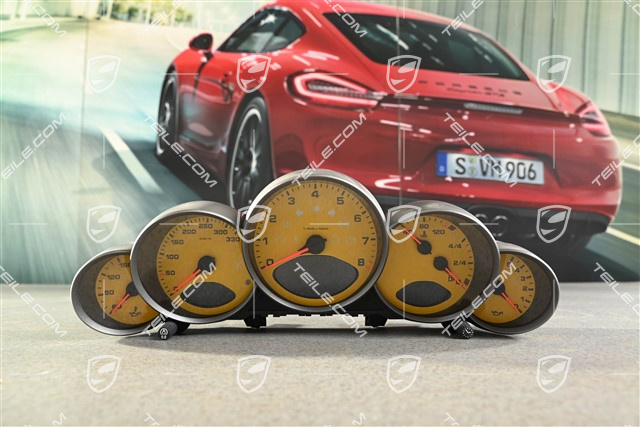 Kombiinstrument / Tacho, Carrera, 6-Gang Schaltgetriebe, Exclusive Programm, Zifferblatt in Speedgelb