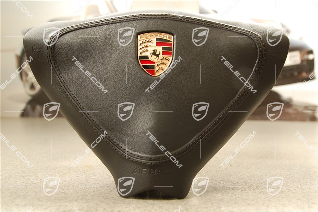 Airbag, 3-ramienny, czarna skóra, z kolorowym herbem Airbag, 3-ramienny, czarna skóra, z kolorowym herbem