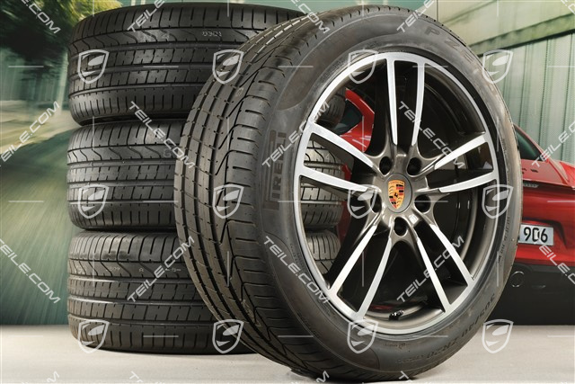 20-inch Cayenne Sport summer wheel set, rims 9J x 20 ET50 + 10,5J x 20 ET64 + NEW Pirelli summer tyres 275/45 R20 (110)Y XL + 305/40 R20 (112)Y XL, with TPMS