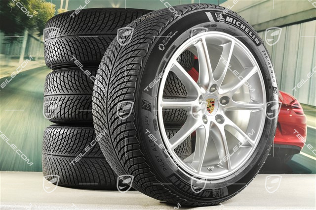 20" Cayenne Design Winterräder Satz, Felgen 9J x 20 ET50 + 10,5J x 20 ET64 + Michelin Winterreifen 255/55 R20 + 295/45 R20, mit RDK-Sensoren