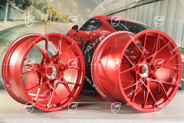 20"+21" GT3RS wheel rim set, alloy rims 10J x 20 ET45 + 13J x 21 ET31, Pyrored