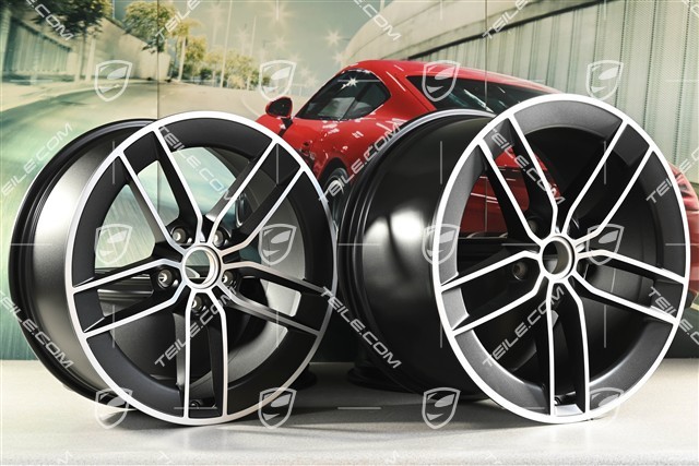20"+21" Carrera Exclusive Design Felgensatz, Felgen 8,5J x 20 ET50 + 11,5J x 21 ET79, schwarz seidenmatt