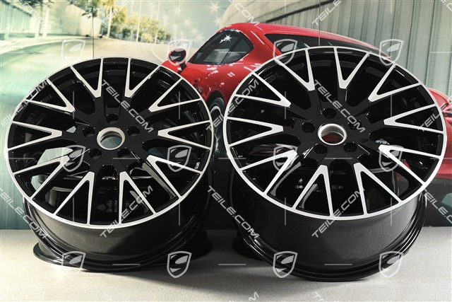 21" Felgensatz Panamera Exclusive Design, 9,5J x 21 ET71 + 11,5J x 21 ET69, schwarz hochglanz