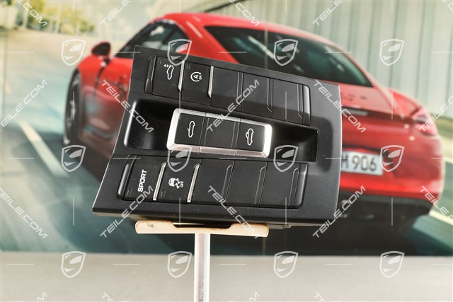 Control panel / switchboard centre console, coupe, black matte/ hi-gloss chrome