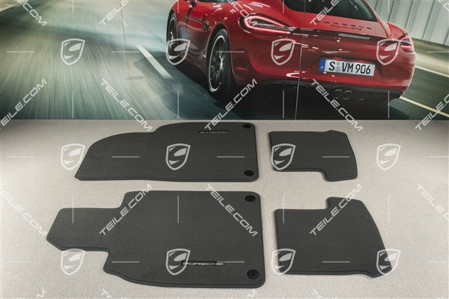 Komplet dywaników podłogowych, przód i tył, czarny