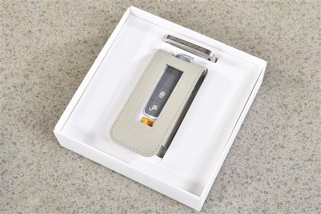 Etui na kluczyk skórzane, kredowy / Chalk / Kreide