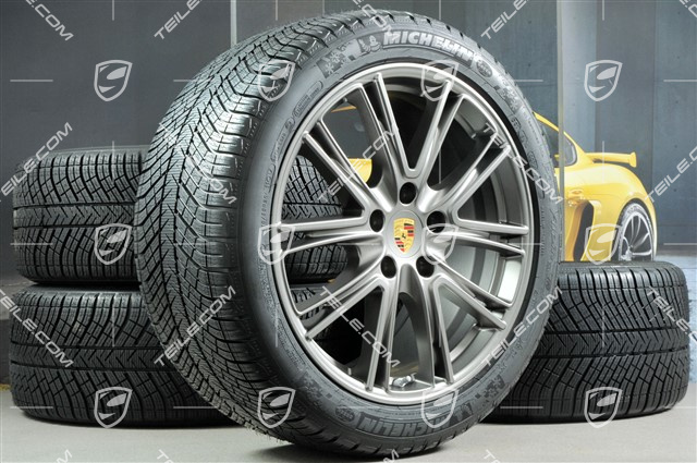 20" Koła zimowe, komplet "Exclusive Design", felgi 9,5 J x 20 ET71 + 10,5 J x 20 ET71 + NOWE opony zimowe Michelin Pilot Alpin 4 275/40 R20 + 315/35 R20, platyna (satyna)