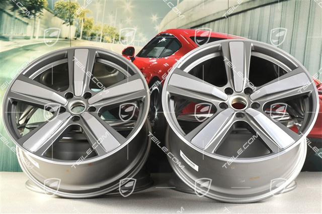22-inch wheel rim set Cayenne Exclusive Design Sport, 10J x 22 ET48 +11,5J x 22 ET61, Platinum Silver