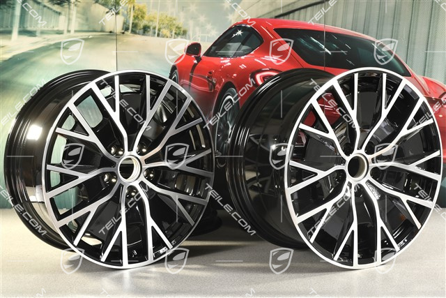 20" Felgensatz Turbo S Aero Design, 9J x 20 ET54 + 11J x 20 ET60, schwarz hochglanz mit glanzgedrehter Stirnfläche