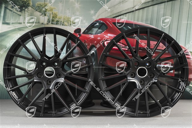 21" Komplet felg Cayenne RS Spyder, 11J x 21 ET58 + 9,5J x 21 ET46, czarny satynowy półmat