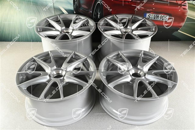 19" Komplet felg GT3RS II 4.0 / GT2RS, GT-Silber, 9J x 19 ET47 + 12J x 19 ET48