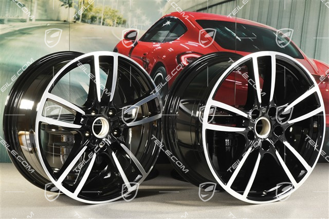 20" komplet felg Cayenne Sport, 10,5J x 20 ET64 + 9J x 20 ET50, czarne ramiona