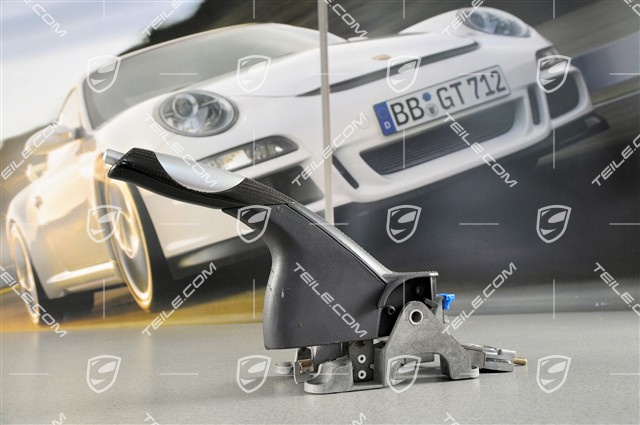 Dźwignia hamulca ręcznego, carbon alu-look, skóra popielata Spacegrau