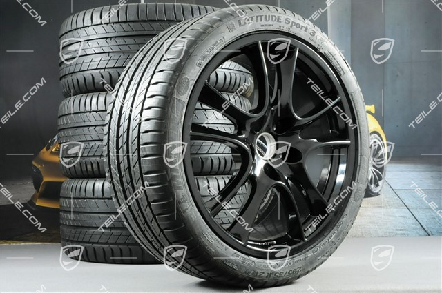 21" Sommerräder Satz, Cayenne Sport / GTS, neuwertige Felgen 10J x 21 ET50 + 10Jx21 ET50 + NEUE Reifen 295/35 R21, in Schwarz