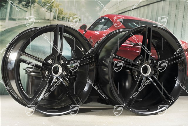 21" Komplet felg Mission E Design, 9,5J x 21 ET60 + 11,5J x 21 ET66, czarny wysoki połysk