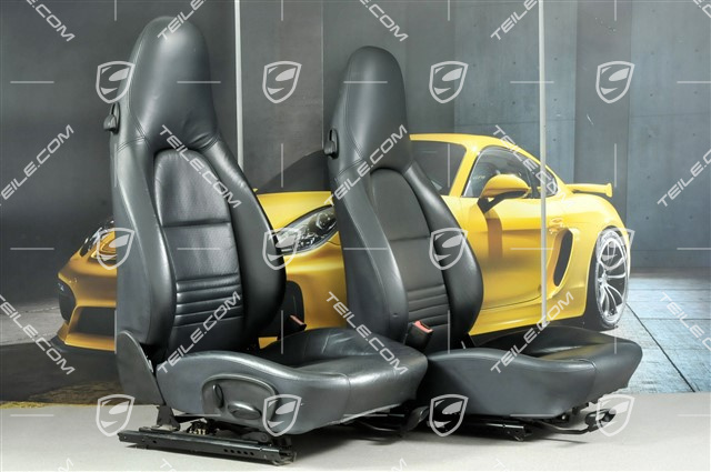 Seats, manual adjustable, heating, leather/leatherette, Metropole blue, set (L+R)