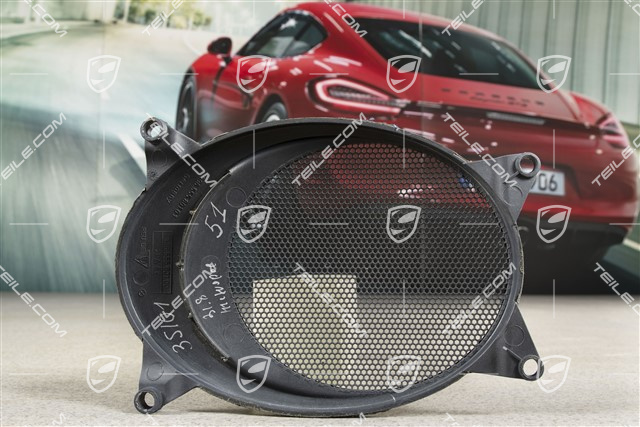 Kratka osłaniająca głośnik w tapicerce drzwi, skórzana, niebieska, Bose, L=R