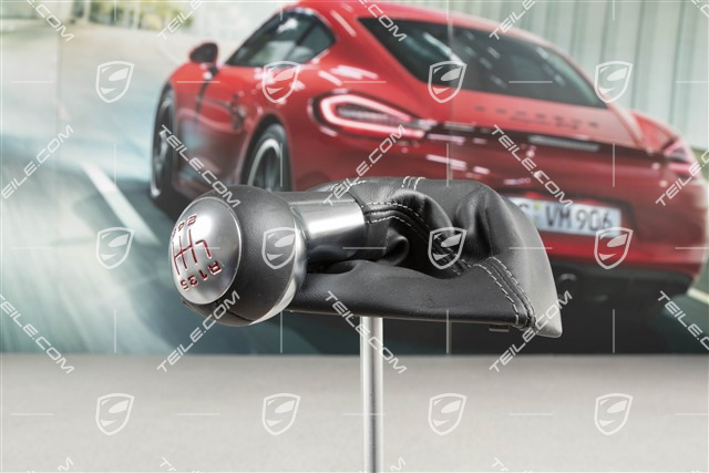 Shift lever / gearshift knob, Black, Leather, Cayman R