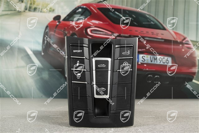 Kombischalter / Bedienteil, Mittelkonsole, Targa, Mattschwarz/hochglanzchrom