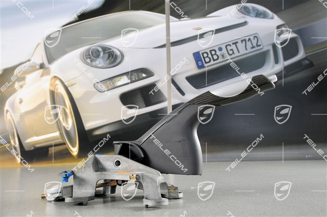 Dźwignia hamulca ręcznego, carbon alu-look, skóra popielata Spacegrau