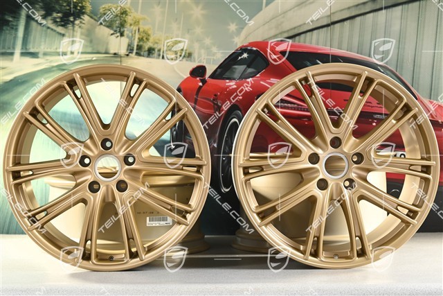 21" Komplet felg Panamera Exclusive, 9,5J x 21 ET71 + 11,5J x 21 ET69, Aurum