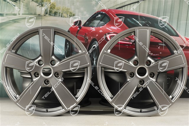 20" Felgensatz Cayenne Sport Classic Komfort, 9J x 20 ET50 + 10,5J x 20 ET64, Platinum Seidenmatt