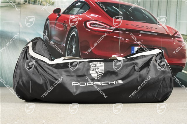C2 / C4 / Turbo Abdeckhülle, Innen, farbig Porsche Wappen und Schwarzes Schriftzug / Fahrzeug mit Spoiler (Flügel)