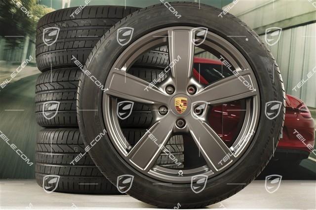 20-inch Cayenne COUPE Sport Classic summer wheel set, rims 9J x 20 ET50 + 10,5J x 20 ET55 +  Pirelli summer tyres 275/45 R20 + 305/40 R20, with TPMS, Platinum satin mat