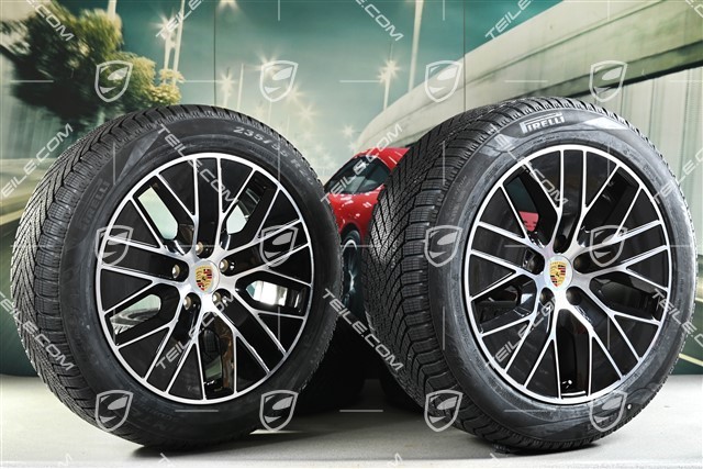 20-inch Macan S winter wheel set, rims 7,5J x 20 ET32 + 10J x 20 ET49 + Goodyear winter tyres 235/55 R20 + 285/45 R20, black high gloss