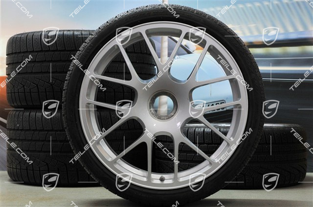 19" Winterräder Satz RS Spyder, Zentralverschluss.Felgen 8,5J x 19 ET56 + 11J x 19 ET51 + NEUE Pirelli Winterreifen 235/35 R19 + 295/30 R19, mit RDK