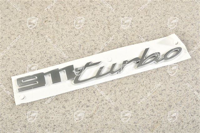 "911 Turbo" logo / emblem, silver