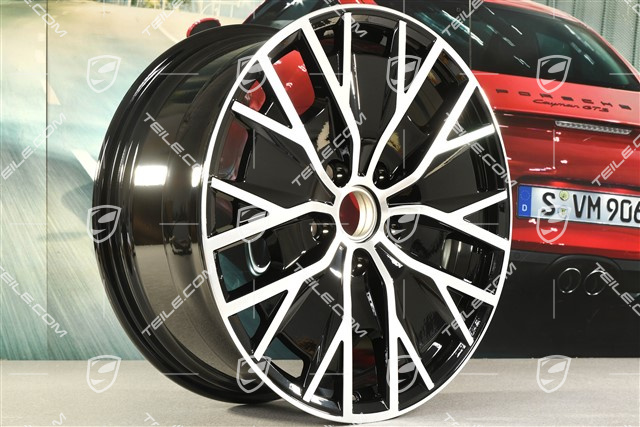 20" Felga Taycan Turbo S Aero Design, 9J x 20 ET54, czarny wysoki połysk + frezowana powierzchnia