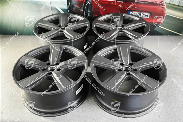 22" Komplet felg Cayenne Exclusive Design Sport, 10J x 22 ET48 +11,5J x 22 ET61, vesuvgrau