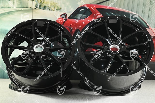 20" Komplet felg SPYDER, 8,5J x 20 ET57 + 10,5J x 20 ET47, czarny wysoki połysk