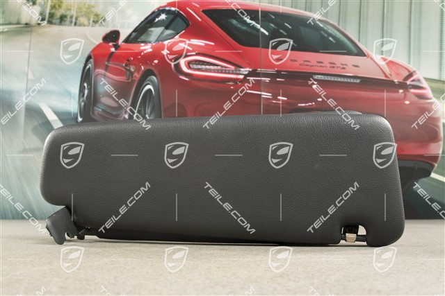 Blenda przeciwsłoneczna, z lusterkiem, Czarna, Skóropodobna, L