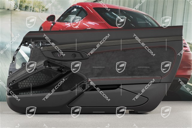 Türverkleidung, Leder / Alcantara, Schwarz / Karminrot, Zierleiste Carbon, Spyder, R