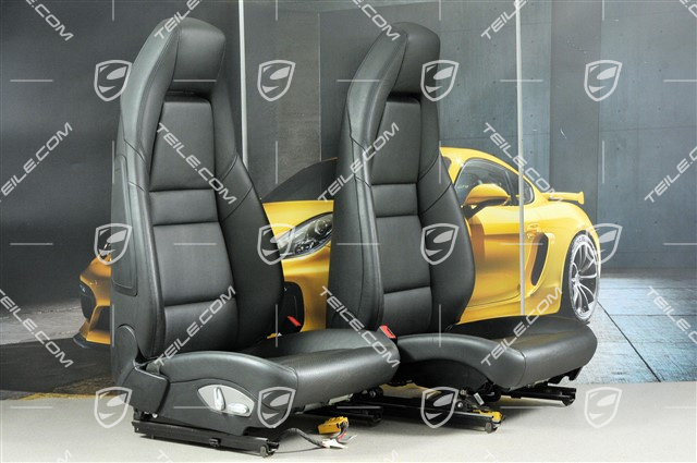 Seats, el. adjustment, leatherette, black, set (L+R)