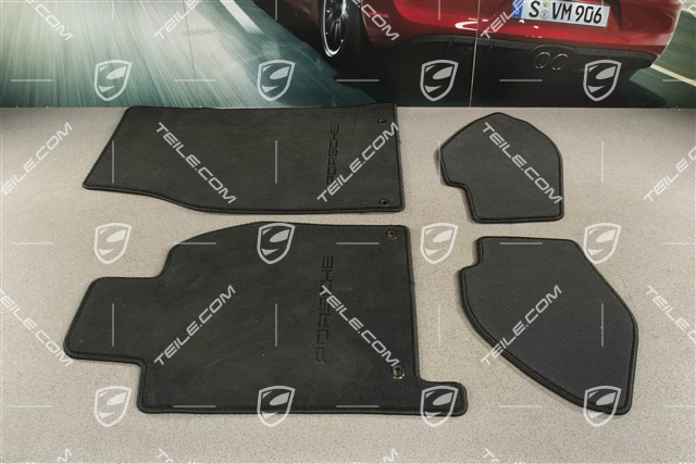 Fußmatten / Fussmattensatz, Velours, 4-Teilig, Schwarz