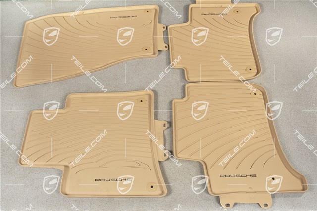 Dywaniki gumowe, komplet, klimatyzacja 4-strefowa, beżowy Luxor Beige