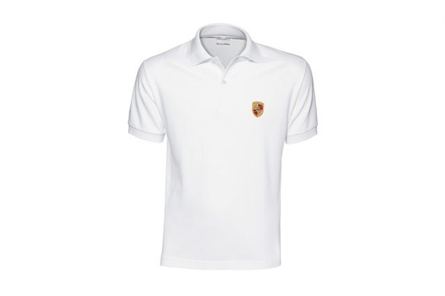Essential Collection - Herren Polo-Shirt Wappen, weiß, Größe S 46/48