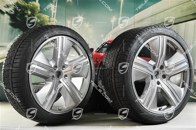 22" Macan Exclusive Design Winterräder Satz, Felgen 9J x 22 ET29 + 11J x 22 ET47 + Continental Winterreifen 255/40 R22 + 295/35 R22, in Platinsilber
