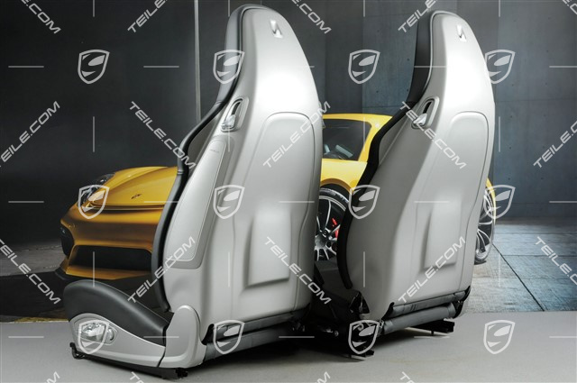 Fotele sportowe, regulowany el., 18-way, podgrzewanie, lędźwia, wentylacja, skóra, czarne, zestaw, L+R