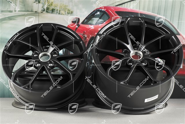 20" komplet felg 718 Cayman GT4, felgi 8,5J x 20 ET61 + 11J x 20 ET50, czarny satynowy półmat