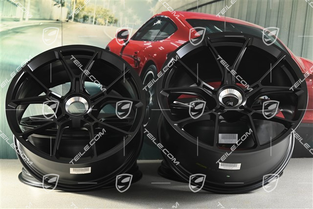 20"+21" GT3 / GT3RS, komplet felg, felgi z centralnym mocowaniem 9J x 20 ET43 + 11,5J x 21 ET46, odpowiednie do użytku zimowego, czarne satynowo-matowe