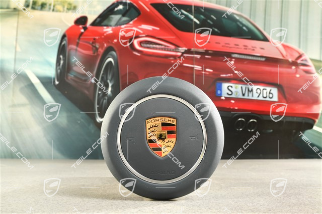 Airbag unit, steering wheel, Leather, Graphite blue USA