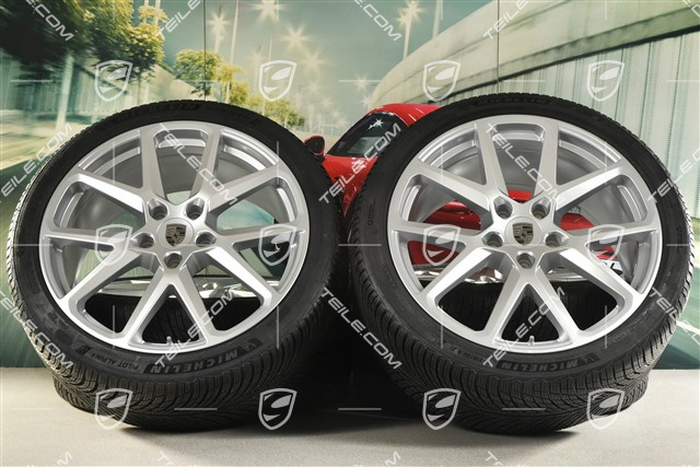 21" Panamera SportDesign Koła zimowe, komplet, felgi 9,5J x 21 ET71 + 10,5J x 21 ET71 + opony zimowe Michelin Pilot Alpin 5 275/35 R21 + 315/30 R21, srebrny metalik