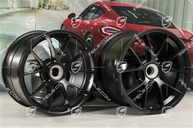 18" rims set GT3 CUP, 10,5J x 18 ET28 + 12J x 18 ET53, in black satin-mat