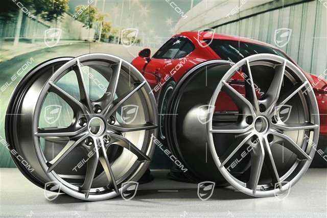 20" Carrera S IV Felgensatz, Felgen 8,5 J x 20 ET49 + 11,5 J x 20 ET76, Platinum-Seidenmatt